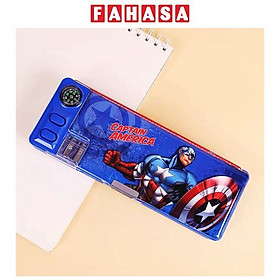 Hộp Bút Kèm Chuốt Chì Captain America - Ume A88008-A1X - Màu Xanh