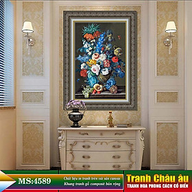 Tranh hoa treo tường phong cách cổ điển Châu âu. Tranh in trên chất liệu vải canvas cao cấp, khung gỗ composit. MS 4589
