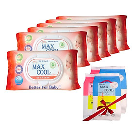 Combo 6 Khăn Ướt Max Cool Hương Phấn Nhẹ Nhàng (80 Tờ x 6) - Tặng Kèm 4 Gói Khăn Ướt Max Cool (15 Tờ x 4)