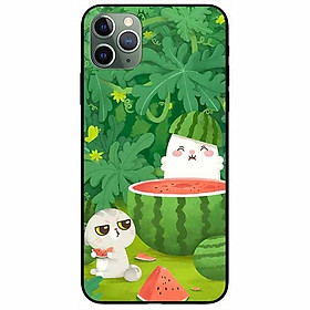 Ốp lưng dành cho Iphone 11 Pro mẫu Hai Chú Mèo Ăn Dưa