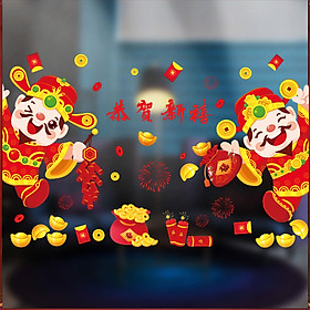 Mua Decal dán kính trang trí Tết- Thần tài gõ cửa- KÈM QUÀ SIÊU YÊU 