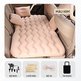 Nệm để xe hơi 4 , 5 và 7 chổ - giường hơi ô tô dùng cho để đi du lịch đi bơi nằm văn phòng - Kem