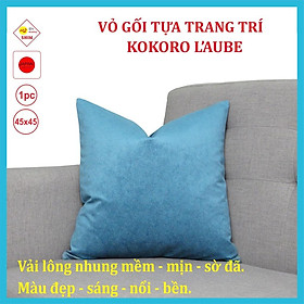 Mua Vỏ gối tựa lưng vải nhung cao cấp Kokoro hiệu L’aube 45x45cm màu xanh ngọc