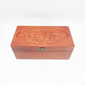 Hộp đựng trang sức - hộp đựng con dấu gỗ hương  trạm khắc hoa văn UK WOOD