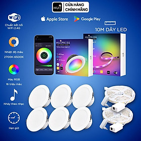 Mua Bộ 8 sản phẩm gồm bóng đèn LED âm trần và dây thông minh HuePress L1 Wifi RGBCW Wifi control