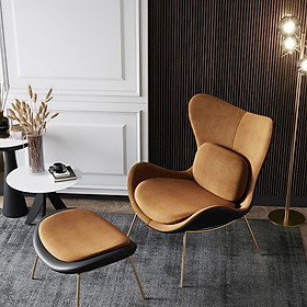Mua Ghế Lười Thư Giãn Có Gác Chân  Ghế Sofa Phong Cách Hoàng Gia Nệm Nỉ Nhung Khung Thép Vàng Kèm Đôn