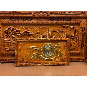 Mua Tranh đồng hồ trạm khắc chữ tâm bằng gỗ hương đỏ kt 41×81×3cm
