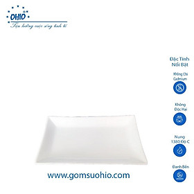 Khay Chữ Nhật 23cm Sứ Trắng OHIO