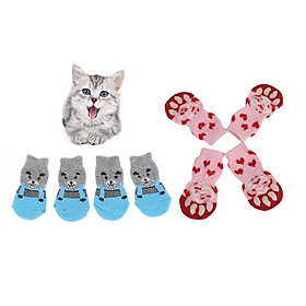 8Pcs Anti Slip Socks Dog Socks Cotton Pet Puppy Print for Small Dogs Cat