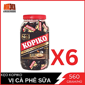[Nguyên thùng] Kẹo cà phê Kopiko Cappuccino Hủ 600gX6