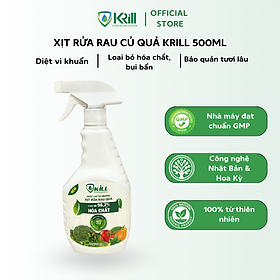 Xịt rửa rau quả KRILL 500ml diệt vi khuẩn, loại bỏ hóa chất, bụi bẩn, bảo quản tươi lâu