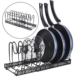 Adjustable Pot Lid Rack Iron Non-Slip Pot Stand for Cabinet Cupboard Pantry