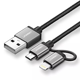 Mua UGREEN 0.5M Micro USB ra USB cable cáp with Lightning Adapter Aluminum Case US165-30891 - Hàng Chính Hãng