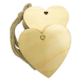 10Pcs Natural Heart Shapes Wooden Craft Decorations Wood Plaques Blank Embellishments Decor for Christmas Garden Painting Valentine Party