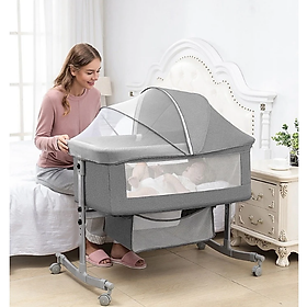 Cao cấp - Nôi Di Động Đu Đưa BabyBecky Deluxe Chống muỗi cho bé yêu