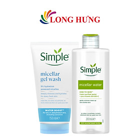 Combo Sữa rửa mặt Simple Micellar Gel Wash (150ml) + Nước tẩy trang Simple Micellar Water (200ml) - Hàng chính hãng