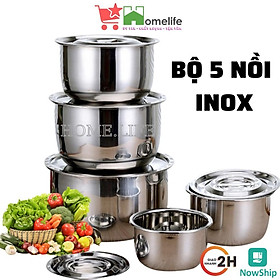 Mua Bộ 5 Nồi Inox Cao Cấp 304 Không Gỉ Dùng Được Cho Tất Cả Mọi Loại Bếp
