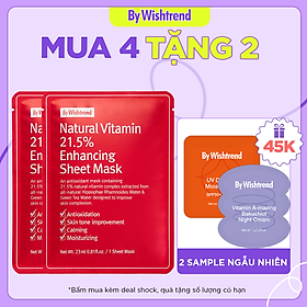 Combo 4 By Wishtrend Mặt Nạ Giấy Natural Vitamin 21.5% Enhancing Sheet Mask 23ml