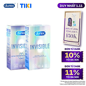 Combo Bao cao su Durex Invisible Extra Thin Extra Lubricated 10 Bao và Extra Sensitive 10 Bao