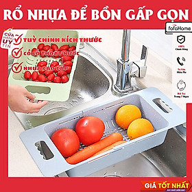 Rổ Nhựa Gác Bồn Rửa Bát Đa Năng Gấp Gọn, Khay Để Bồn Rửa Bát Rỗ Úp Chén, Rửa Chén, Thu Gọn Giao Màu Ngẫu Nhiên