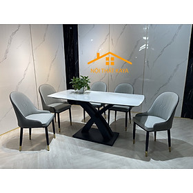 Mua Bộ Bàn Mặt Đá Ceramic Chân Sắt 90cm x 160cm x 75cm (RxDxC) – 6 Ghế Nhập Khẩu KY-GH08