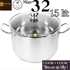 Mua Nồi luộc gà inox 3 đáy nắp kính size 32 cm dung tích 15 LÍT sử dụng trên bếp từ
