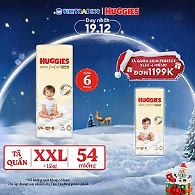 Tã quần Huggies Skin Perfect XXL Super Jumbo 48+6 miếng với 2 vùng thấm giảm kích ứng da