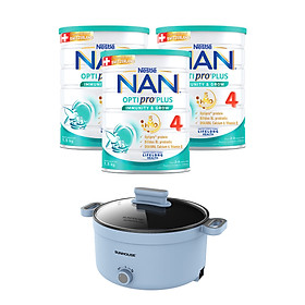 Bộ 3 Lon Sữa bột Nestlé NAN OPTIPRO PLUS 4 1500g lon với 5HMO Giúp tiêu