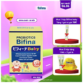 Phòng ngừa biến chứng cho trẻ sinh non và mổ, dùng sữa công thức -Men vi sinh cho bé Bifina Baby Nhật Bản- Hộp 30 gói 