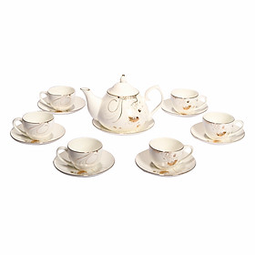 Mua Bộ tách trà sứ xương 14 món Bone Porcelain (Bình 700ml  tách 120ml)  (Nhiều hoa văn