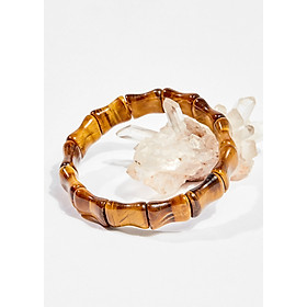 Vòng tay phong thủy đốt trúc đá mắt hổ vàng nâu 16x12mm mệnh thổ , kim - Ngọc Quý Gemstones