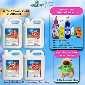 COMBO 4 CAN Nước tẩy quần áo màu đánh bay vết bẩn AXO 5 Lít Tiết Kiệm Hương Thanh Khiết