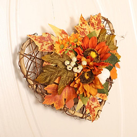 Artificial Sunflower Maple Leaf Halloween Harvest Garland Wreath Door Decors