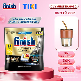 [Mới] Viên rửa chén bát hương chanh Finish Ultimate Plus All in one túi 33 viên - dòng siêu cao cấp