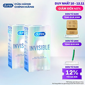 COMBO 2 HỘP BAO CAO SU DUREX INVISIBLE EXTRA THIN EXTRA SENSITIVE 10S (10 bao/hộp)