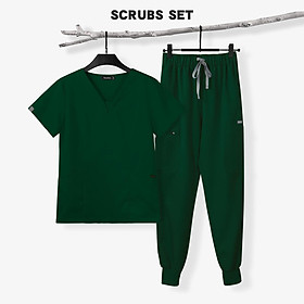Women Uniform Scrubs Set Suit Comfortable Simple with Multi Pockets Lightweight V Neckline Durable Casual Nurse Top and Pants