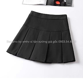 Chân váy tennis xếp ly to 3 màu trendy đen trắng xám thời trang 5321