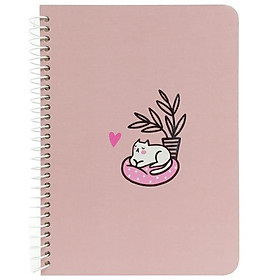 Sổ Lò Xo Teen Không Kẻ Có Chấm 80gsm My Cat - The Sun - Màu Hồng