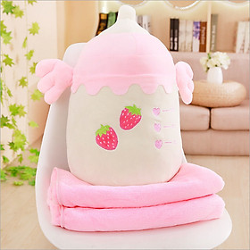Gối mền hình Bình Sữa màu hồng 3 trong 1