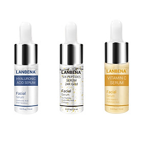Bộ 3 Serum Vitamin C, Serum Peptide Vàng 24K Và Serum Hyaluronic Acid Trị Mụn Dương Da Lanbena