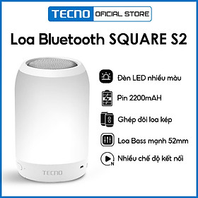 Mua Loa Bluetooth TECNO SQUARE 2 | Loa Bass mạnh 52mm | Ghép đôi loa kép | Pin 2220 mAh | Đèn Led nhiều màu - Hàng Chính Hãng