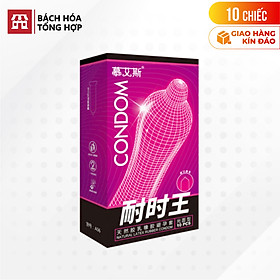 Hộp 10 cái Bao cao su Muaisi Hồng - Nhiều gel, siêu mỏng