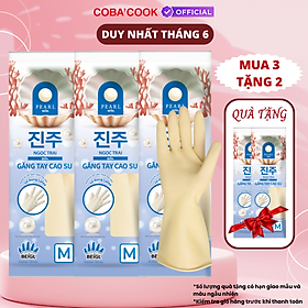 Mua Mua 3 Tặng 2 Bộ 3 Đôi Găng Tay Cao Su Ngọc Trai Tay Lửng Size M