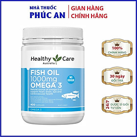 Hình ảnh Viên uống dầu cá Omega 3 Healthy Care Fish Oil 400 viên giúp bổ não, tim mạch, huyết áp