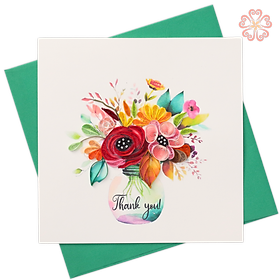 Thiệp Giấy Xoắn Nghệ Thuật - Thiệp Lọ Hoa Cảm Ơn - Thank You Bouquet Card - Thank You - 15 x 15 - VN2XM115C13E1