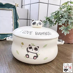 Bát Tô Sứ Có Nắp 3D Hình Gấu Trúc Panda Dung Tích Lớn 1000ml - Dùng Làm Tô Ăn Mỳ, Phở, Cơm Sáng Tạo