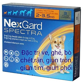 Viên nhai NexGard spectra hết sạch ve, ghẻ, rận, bò chét, g.iun tròn, g.iun tim, g.iun phổi chó