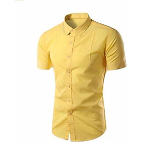 Áo Sơ Mi Nam Ngắn Tay Màu vàng 