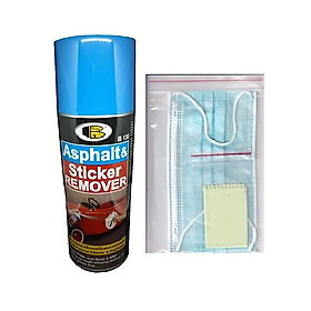 Chai xịt tẩy keo decal, băng dính, keo dán, nhựa đường.. Asphalt & Sticker Remover - Bosny B130 - 435 cc - nhập khẩu Thái Lan (tặng kèm khăn lau và khẩu trang bằng vải không dệt)