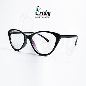 Gọng kính kính cận mắt mèo thời trang nam nữ Braby chất liệu nhựa TR90 dẻo chống gãy phong cách cá tính MK38